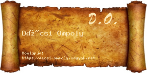Décsi Ompoly névjegykártya